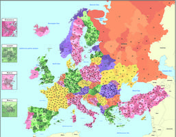 Digital postcode map Europe 