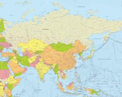 Digital map Asia political