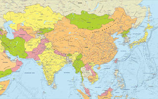 Digital map Central Asia political