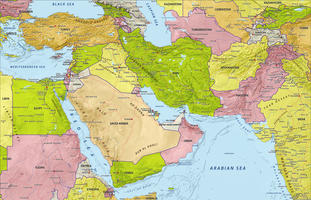 Digital map Middle East with relief