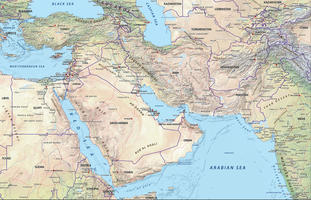 Digital map Middle East physical