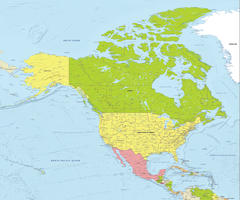 Digital map North America political