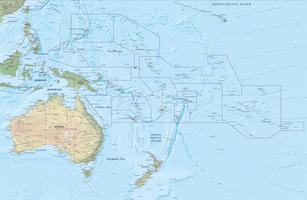 Digital map Oceania physical