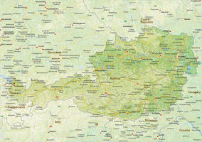 Digital physical map of Austria 
