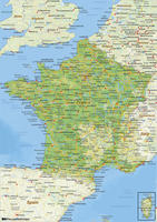 Digital physical map of France