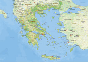 Digital physical map of Greece