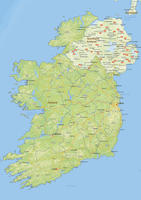 Digital physical map of Ireland 