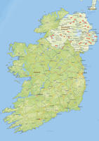 Digital physical map of Ireland 