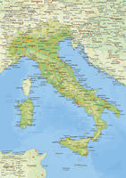 Digital physical map of Italy 