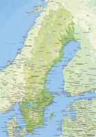 Digital physical map of Sweden