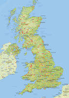 Digital physical map of United Kingdom