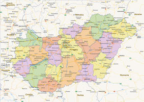 Digital political map of Hungary