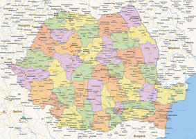 Digital politcal map of Romania