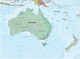 Digital map Australia political with relief