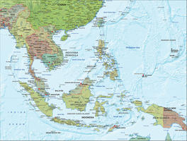 Digital map Southeast Asia with relief