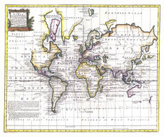 Digital World Map Year 1744 Bowen