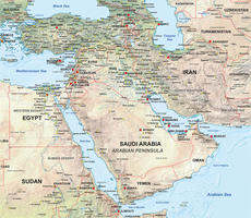 Digital map Middle East physical
