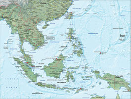 Digital map South East Asia physical