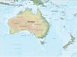 Digital map Australie physical