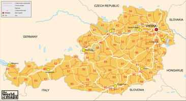 Digital ZIP code map Austria 2-digit