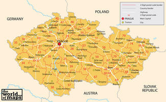 Digital postcode map Czech Republic 2-digit