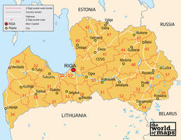 Digital postcode map Latvia 2-digit 