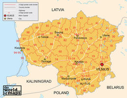 Digital postcode map Lithuania 2-digit