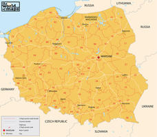 Digital postcode map Poland 2-digit