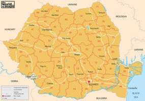 Digital postcode map Romania 2-digit