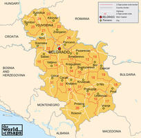 Digital postcode map Serbia 2-digit