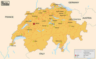 Digital postcode map Switzerland 2-digit
