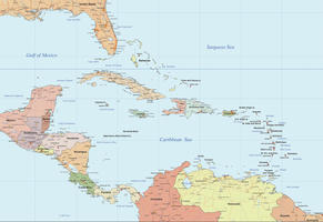 Digital map Central America / Caribbean