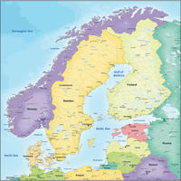 Digital map Scandinavia