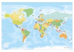 Digital World Map XXL Political in Bright Colours