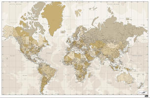 digital world map nostalgic colours