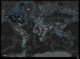 Digital world map black ice