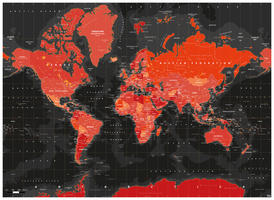 Digital world map volcanic 