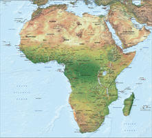 Digital map Africa physical 