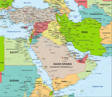 Digital map Middle East political