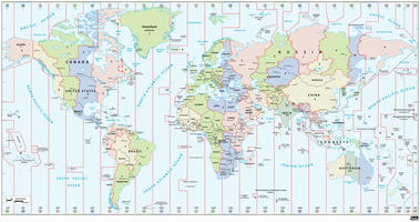 Digital world map time zone 