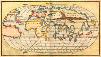 Digital World Map Year 1528 Bordone