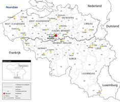 Digital 2-digit postcode map Belgium