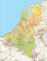 Digital map Benelux detailed 